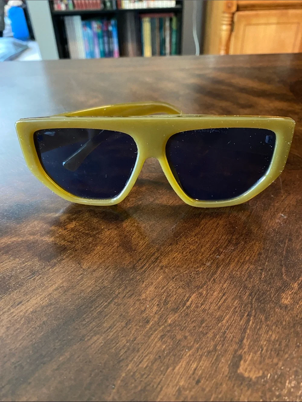 Olive Green Retro Rectangle Sunglasses